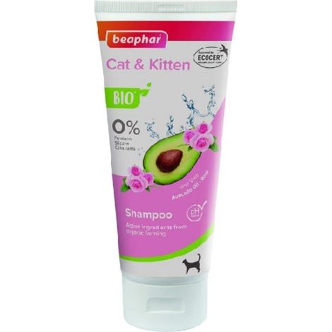 BEAPHAR Champú bio Gato y Gatitos, 0% parabenos, siliconas,