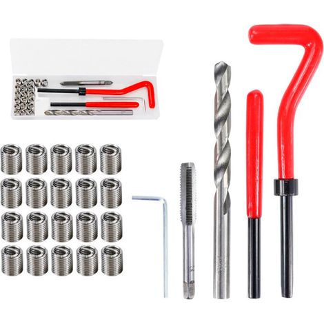 Compatible avec les outils de perçage automobile M7, kit d'inserts de réparation de filetage métrique, outil de réparation automobile à spirale, clé à molette. (1/5)