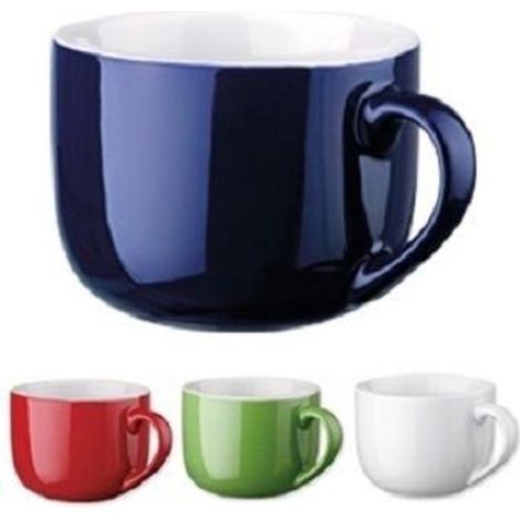 TrAdE Shop Traesio - Set 12 Pezzi Tazza Tazzone Porcellana Colorate Latte Colazione 450ml - (1/2)