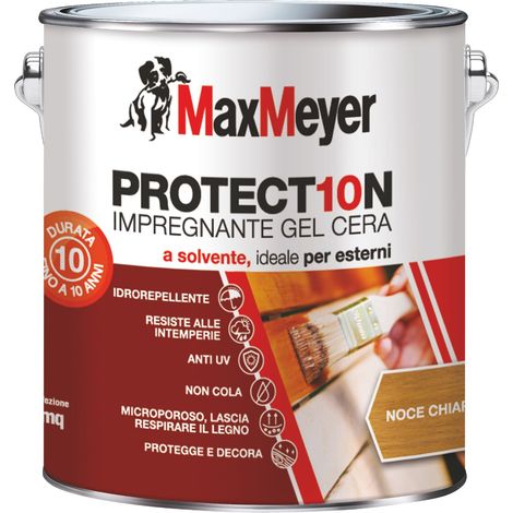 MaxMeyer PROTECT10N, Impregnante a Solvente per Esterni, Noce Chiaro, 2.5L