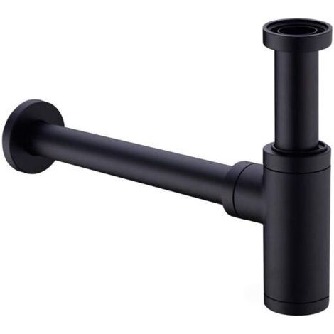 Ulisem Brass Basin Siphon, Universal Siphon with 200mm Extension, Adjustable Siphon 1 1/4 x 32mm, Odor Proof, Leak Proof, Matte Black (1/4)