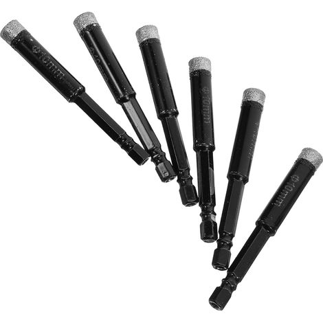 Forets à carrelage noirs à tige hexagonale de 3/8" (10 mm) pour verre et (1/5)