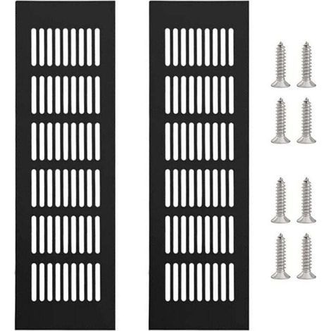 Ulisem 2er-Pack rechteckige Lüftungsgitter aus Aluminiumlegierung mit 8 Schrauben, schwarz, 250 x 80 mm (1/5)