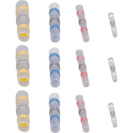 Lot de 100 connecteurs électriques étanches à sertir, manchons thermorétractables avec soudure, kit de raccordement de fils (1/5)