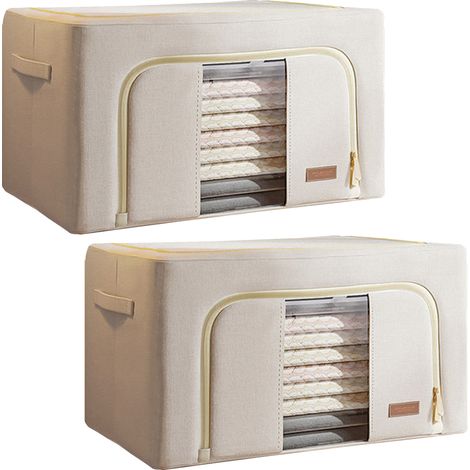 Set de 2 cajas de almacenamiento de ropa, 48 l (24x2), plegable, en material textil (1/5)