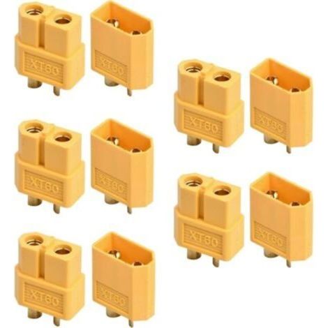Confezione da 10 connettori XT60, connettori per batteria XT60, spina connettore batteria XT60 per veicoli giocattolo RC a batteria, 5 connettori maschio e 5 connettori femmina