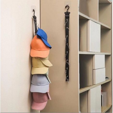 Support de rangement pour chapeaux pour tringle de placard (lot de 2), 8 grands clips de qualité supérieure pour balle, casquettes de golf, bonnets et organisation de casquettes de sport (1/3)