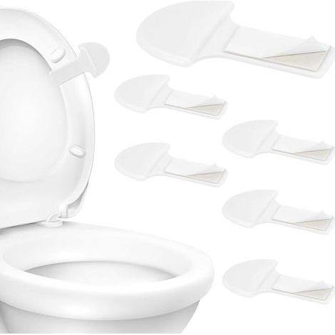 Lot de 6 languettes de levage de siège de toilette, poignée de levage de siège de toilette, clip pour la maison, le bureau, les accessoires de salle de bain, accessoires de salle de bain (1/4)
