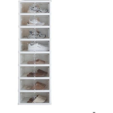 Armadio per scarpe trasparente a 8 piani - facile da montare - stile bianco minimalista (1/5)
