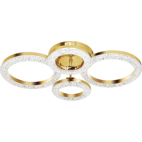 LED Ceiling Light, Modern 4 Rings Ceiling Lamp Wall Switch Control, 40W 4350lm Flush Mount Ceiling Light 3500K/4500K/6000K Colour Temperatures for Living Room, Bedroom, Gold Tone (1/5)