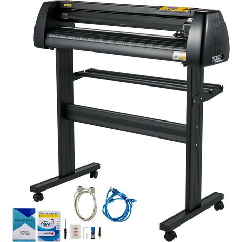 Plotter de Découpe Vinyle Alimentation 720 mm, Traceur de Coupe pour l'Impression de Vinyle, Force et Vitesse Réglables, Écran LCD, 3 Lames, avec Logiciel Signmaster, Compatible avec Windows (1/5)