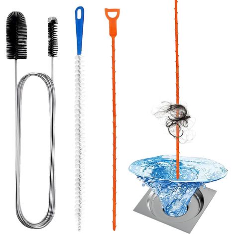 Lot de 3 Furet Deboucheur Canalisation et Brosse Nettoyage, Brosse Canalisation Deboucheur Canalisation Professionnel Flexible pour Évier Douche Baignoire et Deboucheur WC (1/5)