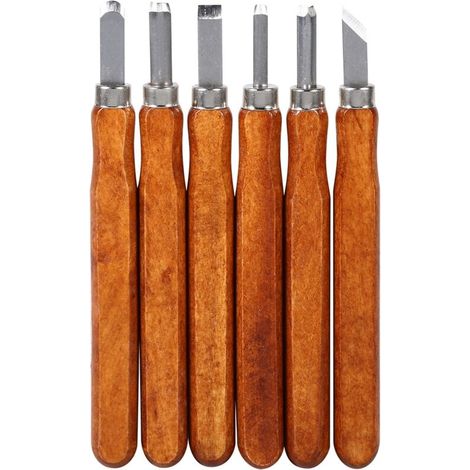 Holzschnitzwerkzeug-Set, Messer, Mini-Stahlmeißel mit Griff, Bastelset (6-teilig). -Crezuo