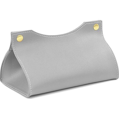 Caja de pañuelos de cuero estilo nórdico - Dispensador plegable para el hogar - Soporte para toallas de papel (gris)