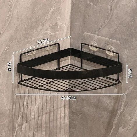 (D.1 set) Étagère de rangement dorée pour salle de bain, trépied mural sans perçage, porte-shampoing et gel douche, accessoires de salle de bain (1/5)