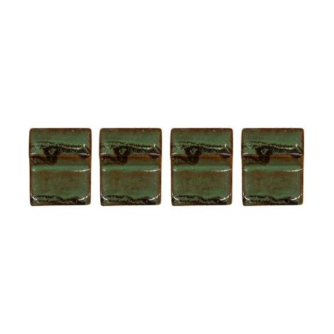 Lot de 4 pieds de pot 6cm vert brumeux fait à la main en terre cuite émaillée (1/2)