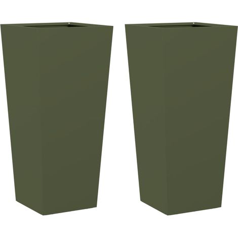 Jardinera para parterres elevados flores jardín terrazas juego de 2 color oliva 35 x 35 x 75 cm verde acero 020039081
