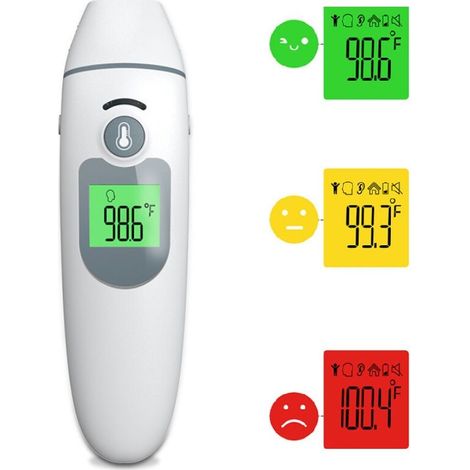 Stirnthermometer für Erwachsene, kontaktloses Thermometer, medizinisches Stirn- und Ohrthermometer für Babys, Kinder, Erwachsene und Gegenstände, Fieberalarm, LCD-Bildschirm und Speicherfunktion