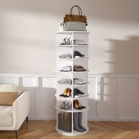 Meuble rangement chaussures tournant 7 niveaux PVC blanc OKMYHOME (1/5)