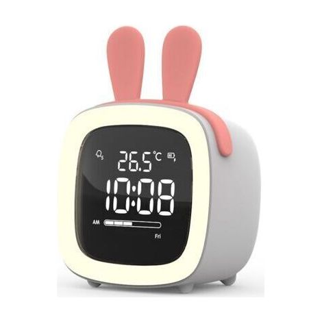 Lapin Gris Mignon Dessin animé Enfants étudiants avec Petit réveil Intelligent Horloge personnalisée Recharge Horloge électronique muet Horloge (1/2)