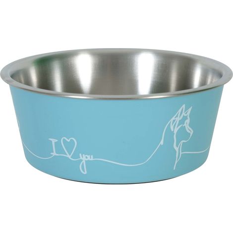 Ecuelle antidérapante bleue pour chiens Love dog 400 ml