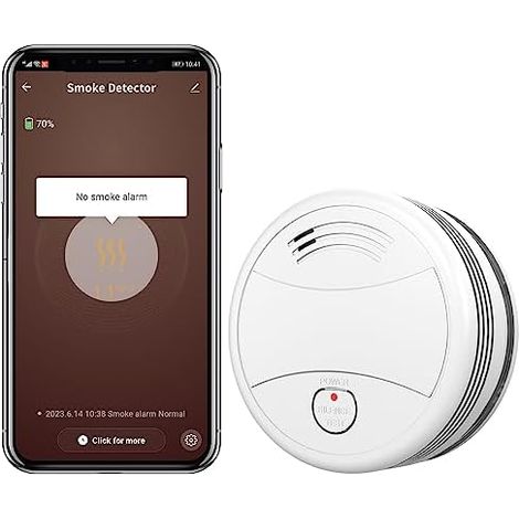 Détecteur de Fumée WiFi Intelligent avec 10-Ans Batterie,avec Batterie au Remplaçable, EN14604, Alarme 85 DB, Incendie Compatible Tuya/Smart Life APP Pa-443w-1 -