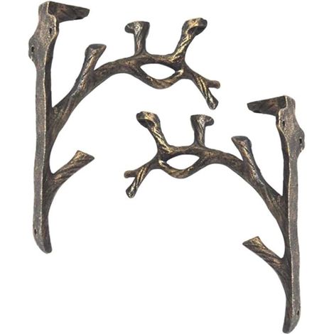 YMYNY Vintage-Regalhalterungen (2 Stück), quadratisches Regal in Astform aus Gusseisen, machen Sie das alte Handwerk, kreative dekorative Dreieckhalterung, an der Wand montiertes Bücherregal, Blumenst (1/4)