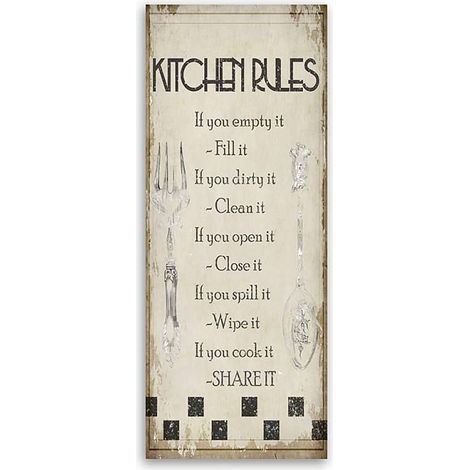 Tableau bois règles de cuisine - 45 x 140 cm (1/5)