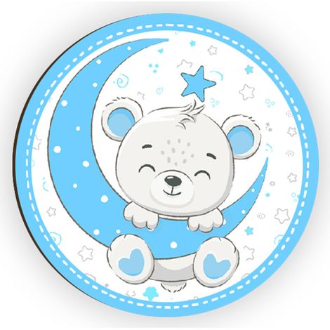 Lupia - Calamita, MAGNETI in Legno Set da 24 PEZZI D.4,5 cm ORSACCHIOTTO LUNA BABY con decorazione stampata, segnaposto ricordino regalo, bomboniera confettata, pensierino Battesimo o evento (1/4)
