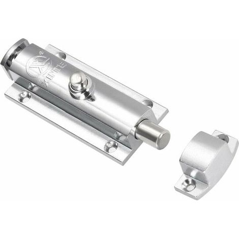 Verrou de porte à encastrer, verrou de sécurité à barillet coulissant en alliage de zinc de 4 pouces avec interrupteur à ressort (nickelé) (1/4)