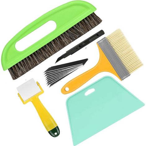 Ensemble de 15 piècesKit Pose Papier Peint, Outils de Film pour Papier Peint, Fenêtre Voiture, Carrelage Vinyle, avec Brosses à Maroufler, Brosse à Encoller, Roulette, Raclette Film, Couteau Universel (1/5)