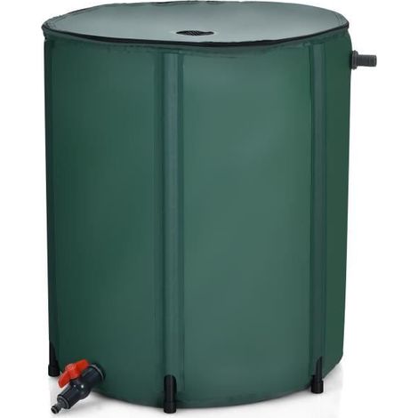 Récupérateur d'Eau de Pluie Pliable 200L en PVC avec Filtre de Robinet 60x72CM pour l'Arrosage des Plantes
