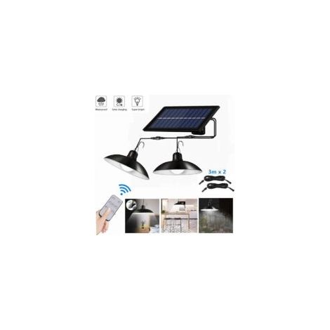 Solar-Kronleuchter mit Fernbedienung, wasserdicht, 2 Leuchten, 3 m Kabel, weißes Licht - Crezuo