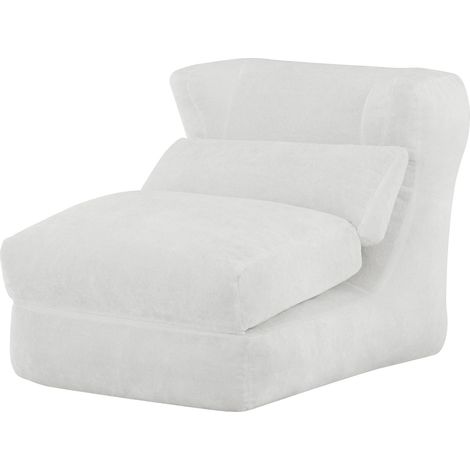 Canapé individuel design convertible en chaise longue, revêtement tissu blanc, assise confortable pour salon et chambre, CHICFURN (1/5)