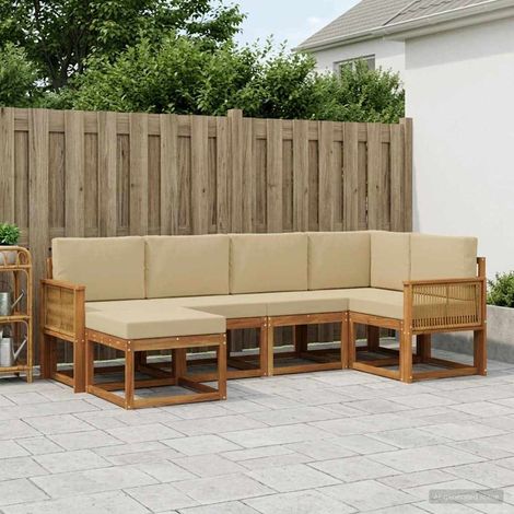vidaXL Outdoor-Sofagarnitur mit Kissen 6 pcs Natur und Beige Polyester (1/5)