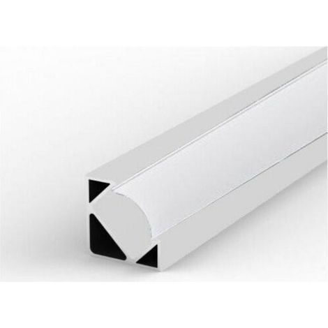 Profilé Aluminium Angle 2m pour Ruban LED Couvercle Opaque - Blanc - SILUMEN