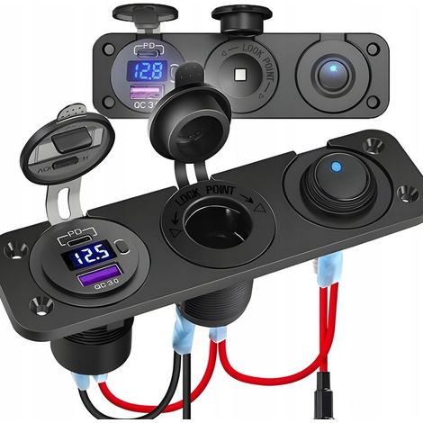 Zigarettenanzünderbuchse 12V/24V Voltmeter Kfz-Bedienfeld USB-C 22,5W (1/5)