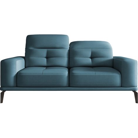 Canapé droit design 2-3 places tissu bleu canard Torpille 195cm (1/5)
