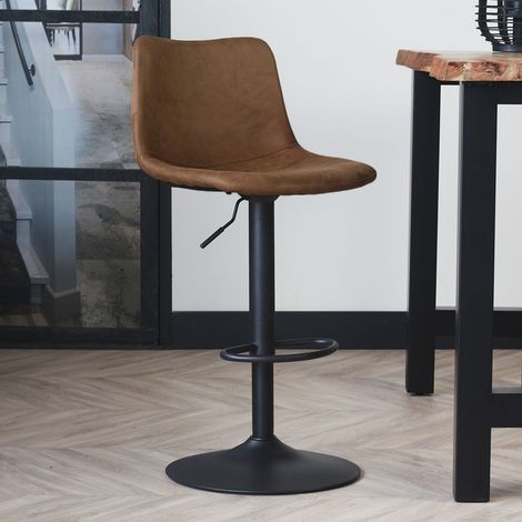 Tabouret de bar industriel pivotant Boran Cognac - Réglable - (1/5)