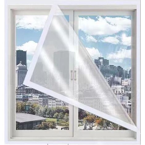 (150x150cm) Film isolant pour fenêtre Anti Froid d'hiver Découpe DIY Transparent et Rétractable de survitrage thermo Cover, réutilisable (1/5)