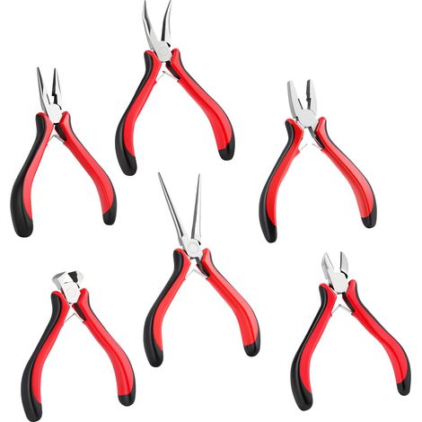 6Pcs Pince à Bijoux, Pince à Bec Long, Pince à Bec Coudé (1/5)