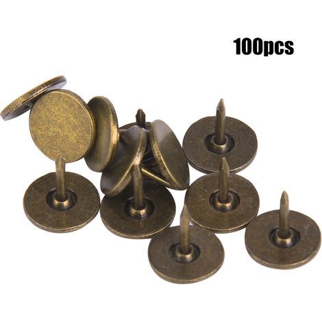 100 Clous de Rembourrage Tête Plate Bronze Cyan pour Meubles, Accessoires Déco Canapé 11x11mm (1/5)