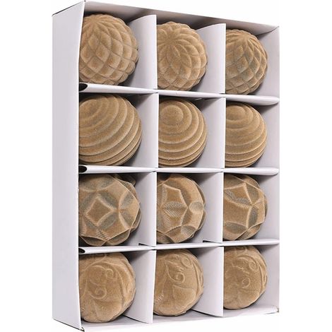 Ornement De Noël - Boule En Velours Flocée - Diamètre 6 cm - Résistant Aux Chocs - Pour Arbre De Noël Décoration De Fête Mariage Et Intérieur - Lot De 12 Pièces (1/5)