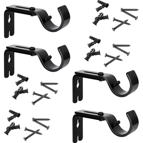 4 Pcs Support Mural Rglable Pour Tringle  Rideau Fixations En Acier Inoxydable Pour Barre  Rideaux Accessoire En Mtal Maison Chambre Bureau Avec 8 (1/5)