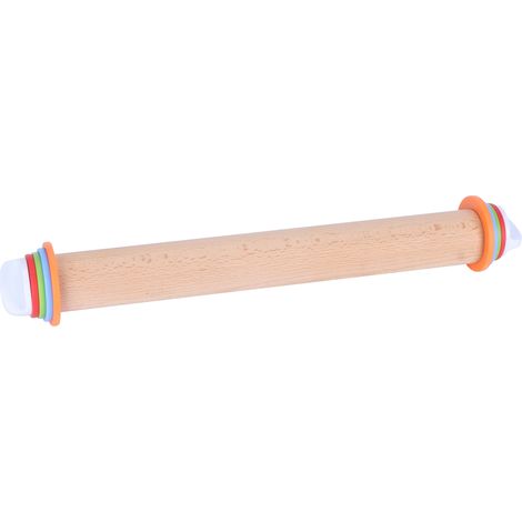 Rouleau à Pâtisserie en Hêtre et PP avec Anneau Amovible pour Tarte aux Œufs et Gâteaux (1/5)