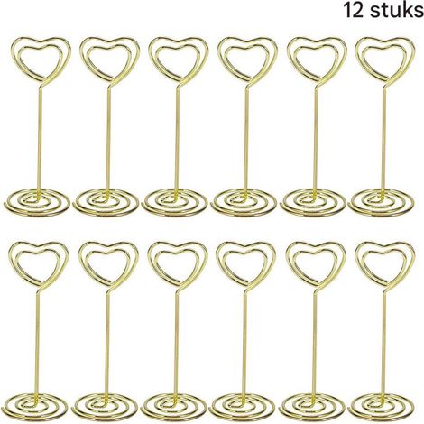 TuseRxln Porte-photos et cartes postales en forme de cœur – Clips décoratifs – 12 pièces – Doré (1/4)