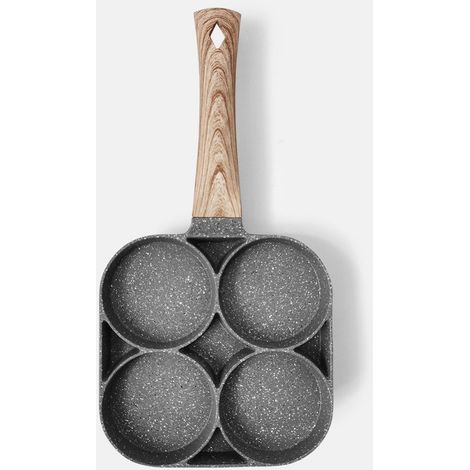 Antihaftbeschichtete Omelettpfanne aus medizinischem Stein mit 4 Mulden – für Hamburger, Pfannkuchen und Eier (1/5)