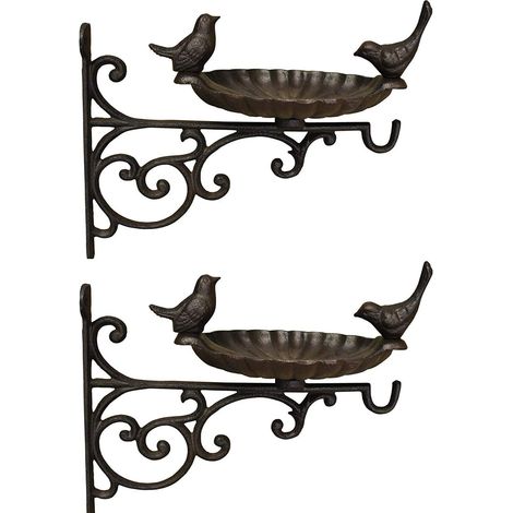 Cast Iron Wall Mounted Bird Feeder Bath Venus Hanger (Set of 2) (1/5)