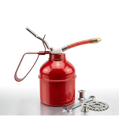 Huilier, pompe à huile manuelle, fer à repasser, levier rouge, lubrification, carafe d'huile, tuyau flexible, pompe à huile pour réparations lourdes, lavage, 270 ml (400 ml) (1/5)