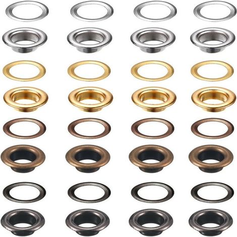 Œillets, 200 jeux d'œillets de 6 mm, kit de réparation pour bâche, avec 3 outils pour œillets. (1/4)